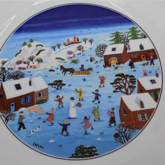 Set of 2 Villeroy & Boch Naif Christmas Dinner Plate Laplau 10.5 in diameter - Picture 4 of 11